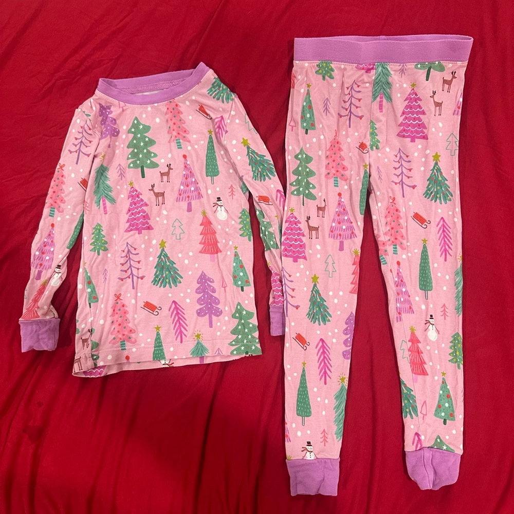 B9 Little Sleepies Pink Holiday Tree Print Pajama Set